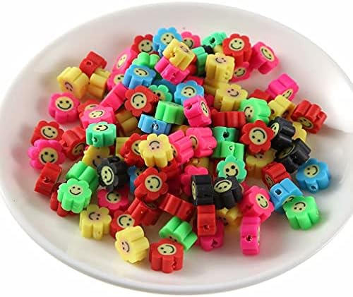 100pcs Mixed Polymer Clay Spacer Beads for Women Jewelry Making DIY Bracelet Necklace Hair Clip Accessories (Smile Face Flower) - Image 5