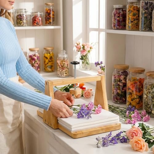iSharely 11" x 8" Wooden Flower Press Kit, 6-Layer DIY Botanical Craft Set for Adult Dried Flowers Leaves Wedding Bouquets Scrapbooking Cards Crafts Creative Art - Image 3