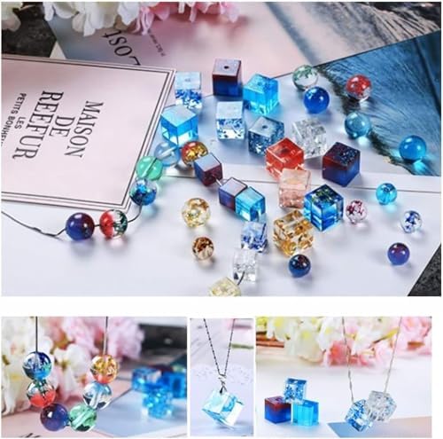 6 Pack Resin Beads Molds with Hole Silicone Resin Epoxy Molds for Cabochon Gemstone Pendant Earrings Jewelry Casting - Image 5