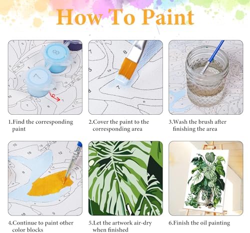 Framed Paint by Numbers Kit for Adults, Tropical Plant Decor 8x12 Inch - Image 6