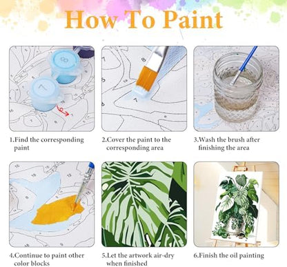 Framed Paint by Numbers Kit for Adults, Tropical Plant Decor 8x12 Inch - Image 6
