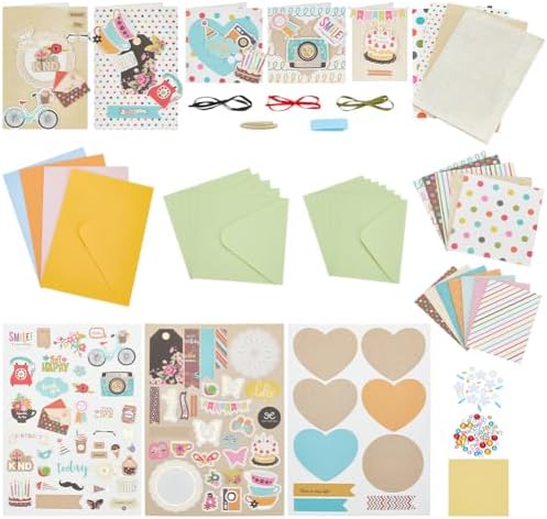 AHANDMAKER Paper Card Making Kits 16 Blank Greeting Cards Envelopes Colorful Birthdays Cards for Weddings, Teachers, Parents, Christmas, Gift Giving, Light Brown by AHANDMAKER