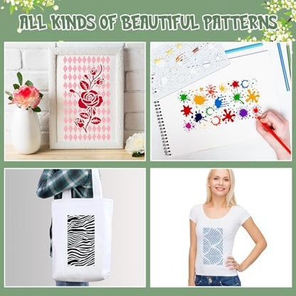 Marspark 20 Pcs Wildflower Stencils, Irregularity Style, 9.45 x 4.7 Inch - Image 5