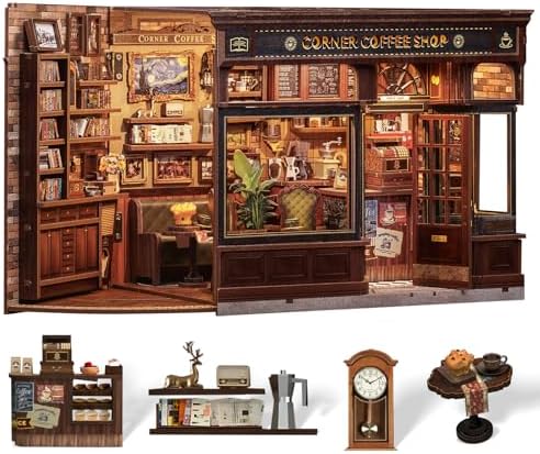 Cutefun Book Nook Kits for Adults - DIY Miniature Dollhouse Kit Coffee Shop by Cutefun