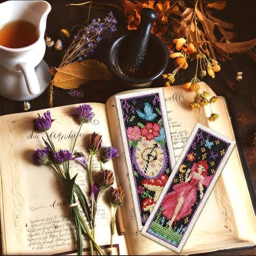 ORIGACH 6 Set Fairy Tale Fantasy Cross Stitch Bookmark Kit for Beginner - Image 6