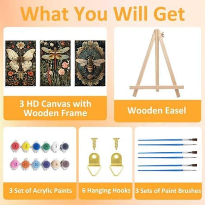 3 Pack Framed Paint by Numbers for Adult with Wooden Easel 8x12 inch - Image 4