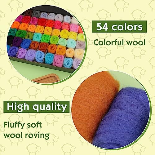 Wonvoc 54 Colors Needle Felting Wool, 9.5oz/270g Roving Wool - Image 3