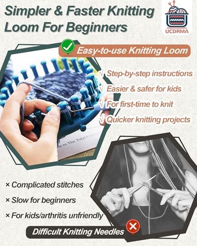 UCDRMA Knitting Looms for Beginners, Crochet Loom Knitting Kit with Step-by-Step Instructions, Cost-Effective 3 Size Round Knitting Loom, Easy & Quick Hat Knitting Loom Set/Scarf Loom Knitting Set - Image 5