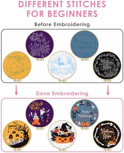 TINDTOP Halloween Embroidery Kit for Adult, Embroidery DIY Starter Kit - Image 3
