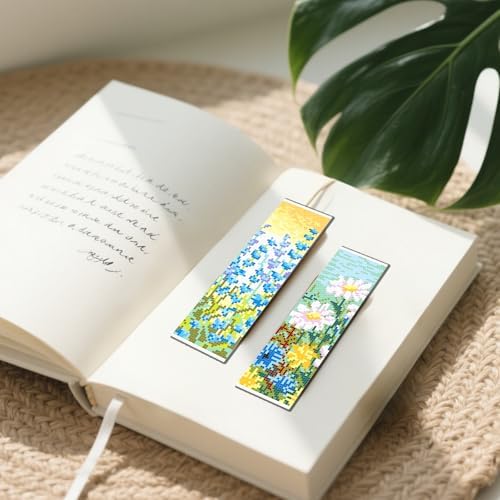 FREEBLOSS 6 Set 11CT Cross Stitch Bookmark Kit 8x2.4inch Wild Flowers - Image 6