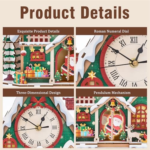 3D Puzzles for Adults Wooden Christmas Puzzle Clock Adult Crafts - Image 6