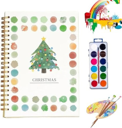Clhjinruoliu Water Color Workbook,Animals Flowers Ocean Water Coloring Book, Nature Scenes Paint Set Art Crafts, Beginner-Friendly Watercolor Workbook, with 12 Colors Paints Set with Paint Brush,Chris by clhjinruoliu