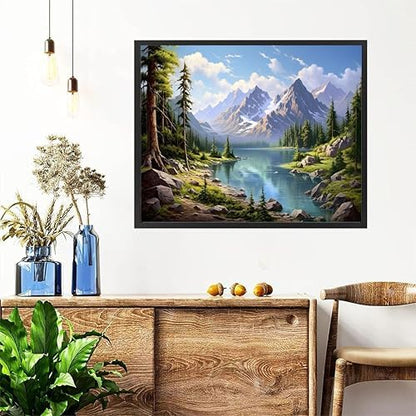 Landscape Paint by Numbers for Adults with Framed Canvas - Wooden Easel - Image 4