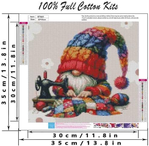 DYAIANGMU Gnome Stamped Cross Stitch Kit for Adults 13.7x13.7 inches - Image 2