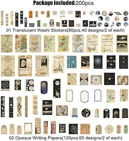 Esweny 200PCS Vintage Scrapbooking Supplies Kit for Journaling, Scrapbook Sticker Paper Pack for Junk Journal Planners Aesthetic Cottagecore Room Decor Wall Art Collage Album - Image 2