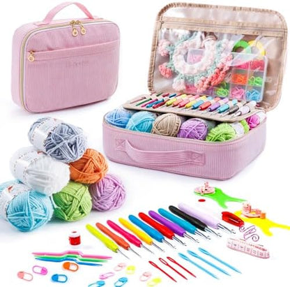 MYBAGZING Crochet Kit for Beginners,Yarn Starter Kit w/Hooks & Storage Bag by MYBAGZING
