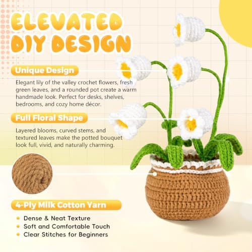 Crochet Kit for Beginners, Crochet Plant Kit,Knitting Kit (Bell Orchid) - Image 7