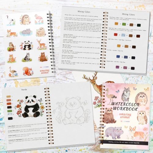Landhoow Animals Watercolor Workbooks, Water Coloring Book for Adult Beginners 14 Animal Designs Friendly Painting Arts Crafts Exploration Gifts for Birthday Back to School - Image 5