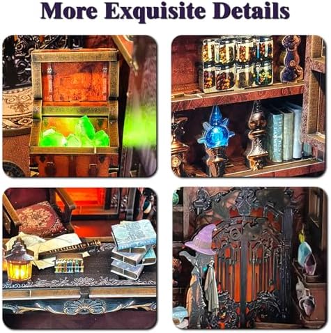 Magic Cabin Miniature Dollhouse with LED Lights, Vintage Furniture & Decor – Handcrafted Fantasy Shop Display for Home Decor, Collectibles & Gifts - Image 6