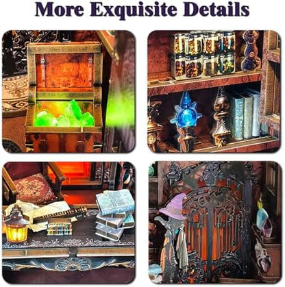 Magic Cabin Miniature Dollhouse with LED Lights, Vintage Furniture & Decor – Handcrafted Fantasy Shop Display for Home Decor, Collectibles & Gifts - Image 6