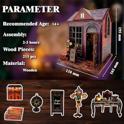 Magic Cabin Miniature Dollhouse with LED Lights, Vintage Furniture & Decor – Handcrafted Fantasy Shop Display for Home Decor, Collectibles & Gifts - Image 5