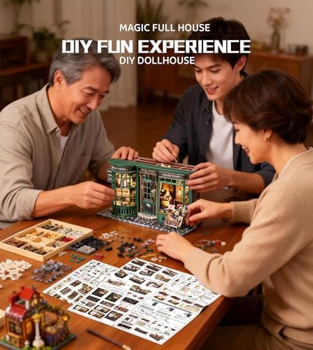 Roroom DIY Miniature House Kit, Magic Full House Book Nook Kit with LED Light, 3D Wooden Puzzle Miniature Dollhouse Kit for Bookshelf Decor-Creative Gift for Family and Friends - Image 5