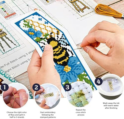 ORIGACH 6 Set Bees Cross Stitch Bookmark Kit for Beginner - Image 4