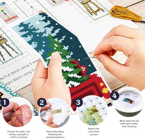 ACRNIGHEET 6PCS Cross Stitch Bookmark Kit (Winter Forest Pattern) - Image 4
