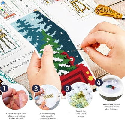 ACRNIGHEET 6PCS Cross Stitch Bookmark Kit (Winter Forest Pattern) - Image 4