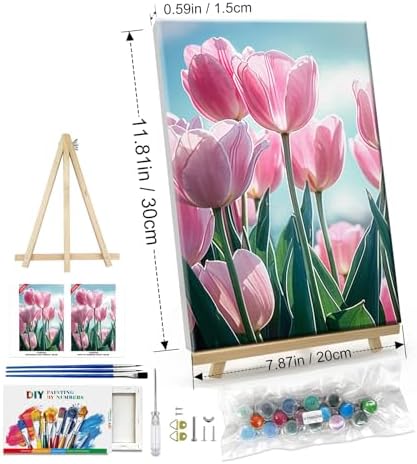 ATDMS Flowers Paint by Numbers Kit for Adults with Frame, 7.87x11.81 Inch - Image 7