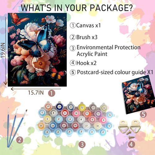 Arttoplus Butterfly Paint by Numbers Kit for Adults Beginner 16x20 inch - Image 2