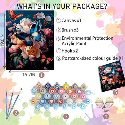 Arttoplus Butterfly Paint by Numbers Kit for Adults Beginner 16x20 inch - Image 2