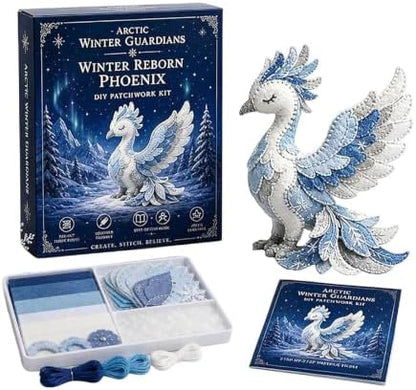 ROTORS Arctic Winter Guardians DIY Patchwork Kit, Pre Cut Felt Animal Sewing Kit, 3D Stuffed Creature Craft Set, Handmade Home Decor Gift for Beginners (Blue-I) by ROTORS