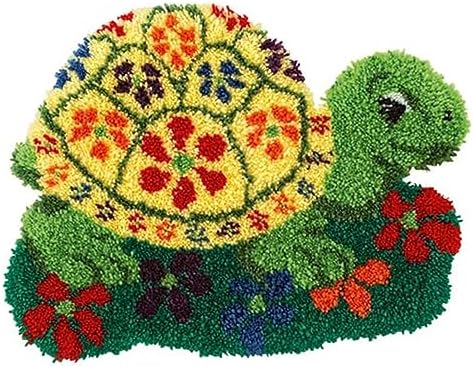 Latch Hook Kit for Adults Beginners Turtle DIY Rug Making Kits with Color Preprinted Canvas, Crafts Needlework Arts for Home Decoration Festival Gift 20X15inch by MIAOLLUN