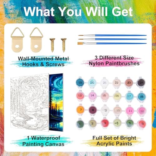 ZTOTZ Paint by Number Kits for Adults Aurora, Starry Night Paint by Numbers Christmas Gift Canvas,Moonight Paint by The Numbers for Adults for Decor - Image 5