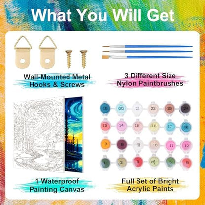 ZTOTZ Paint by Number Kits for Adults Aurora, Starry Night Paint by Numbers Christmas Gift Canvas,Moonight Paint by The Numbers for Adults for Decor - Image 5