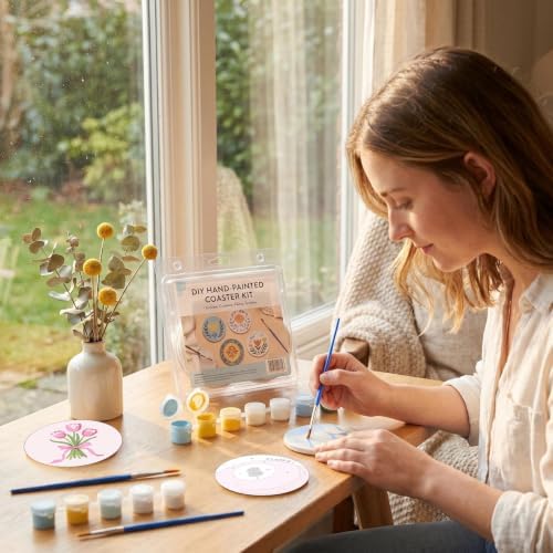 8 Pack Modern Paint by Numbers Kits Coasters with Holder Cork Pads - Image 4