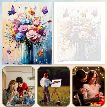 5DDIYART Butterfly Flower Paint by Numbers for Adults Beginner, Paint by Number Kits on Canvas, Paint by Easy Acrylic Oil Painting Home Wall Decor 16x20inch - Image 6