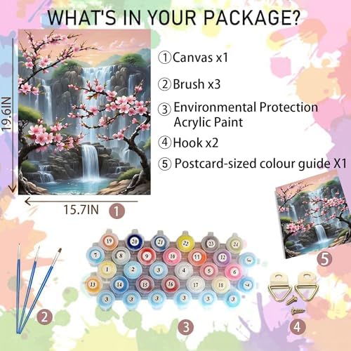 Arttoplus Waterfall Paint by Numbers Kit for Adults Beginner 16x20 inch - Image 2