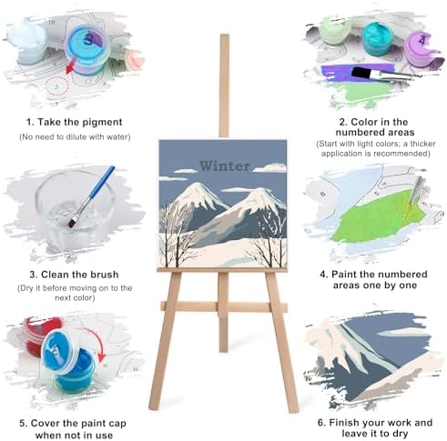 Lxmsja 4 Pack Nature’s Seasonal Grace Paint by Numbers Kit for Adults, Easy Framed Paint by Numbers for Adults Beginner, DIY Acrylic Oil Painting Craft Kits for Home Wall Decor 8x8 inch - Image 7