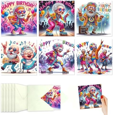 DDGYP 6 PCS Diamond Art Birthday Cards Set by DDGYP