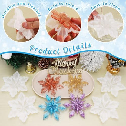 4 Pcs Snowflake Resin Molds, 3D Christmas Snowflake Molds, Christmas Epoxy Resin Mold for DIY Winter Xmas Pendant Decoration - Image 5