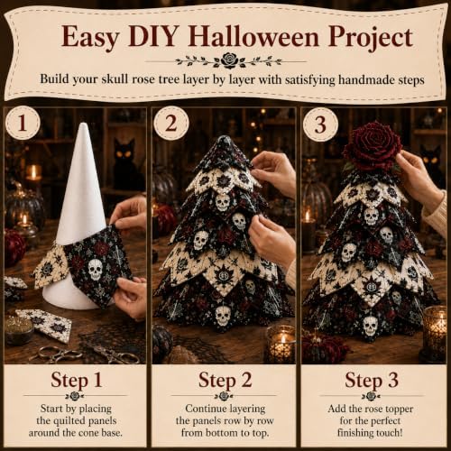 2026 New Christmas & Halloween DIY Quilted Fabric Tree Kit, 3D Layered Sewing Craft Set for Beginners, Christmas Tree Quilt Kit, Handmade Tabletop Holiday Decor, Gift for Craft Lover - Image 5