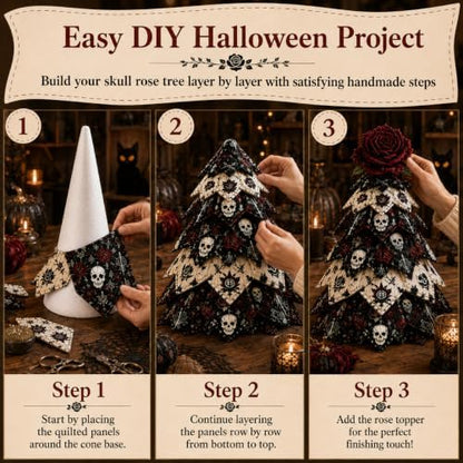 2026 New Christmas & Halloween DIY Quilted Fabric Tree Kit, 3D Layered Sewing Craft Set for Beginners, Christmas Tree Quilt Kit, Handmade Tabletop Holiday Decor, Gift for Craft Lover - Image 5