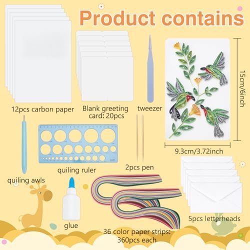 WEBEEDY 20 Sets Paper Quilling Kit for Adults Beginners DIY 5 Styles Birds Quilling Card Kit Animals Greeting Card Making Kit with Instruction DIY Quilling Supplies for Halloween Christmas Party Gifts - Image 2