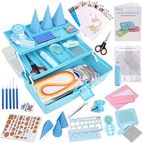 JoyPlus Quilling Kits for Beginners with Manual, 24 Tools & Supplies with Durable Storage Box, Updated Paper Crimper Tool, Premium Husking Board & Electronic Pen Blue by JoyPlus-Createsgratificationforthelife