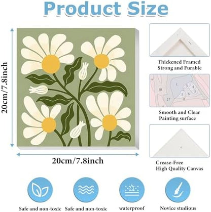 Flowers Paint by Numbers Kit for Adults, Adult Paint by Numbers Kits 8x8 in - Image 2