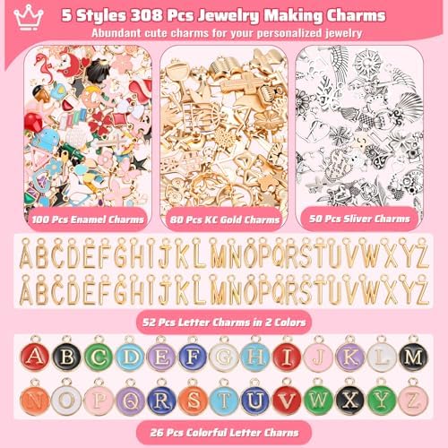 Modacraft 617 Pcs Charms Lip Gloss Keychain Making Kit, DIY Bag Charm Kit Including 32 Key Chain Hooks 35 Extender Chains 308 Charms 200 Jump Rings 20 Lobster Clasps 20 Gift Bags for Craft Supplies - Image 2