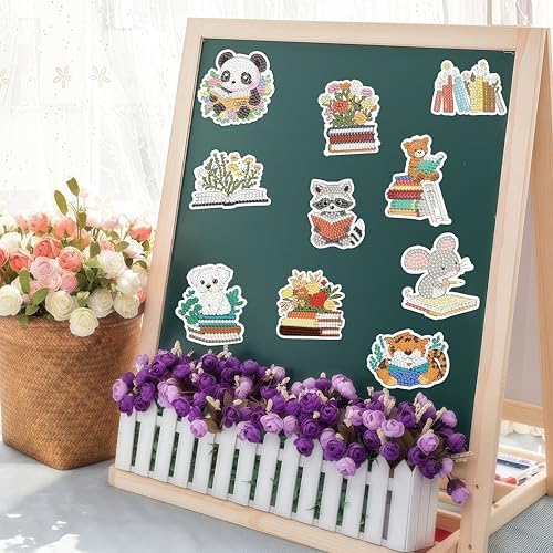30 Pcs Book Diamond Painting Magnets Kits Diamond Art Fridge Magnet Refrigerator Sticker Diamond Painting kit for Beginners Adults DIY Art Craft Gifts Home Decors - Image 6