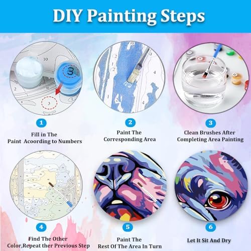 Artunion Framed Paint by Numbers Kit for Adults Beginners & Kids Ages 8-12,French Bulldog Paint by Number with Frame,Easy Dog Paint by Numbers Kit on Canvas 10 * 10 Inch Without Easel - Image 6